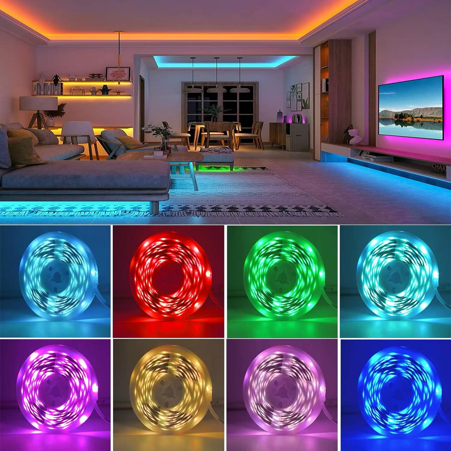 RGB LED Strip Lights with APP Control – Flexible Ribbon LED Tape