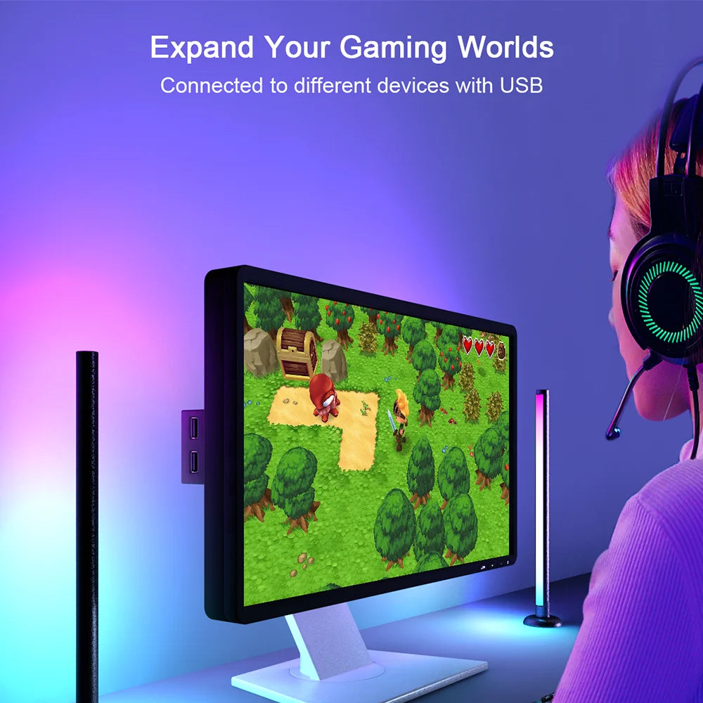 RGB Ambient Light Bar — WiFi & Bluetooth, App Control, Music Sync
