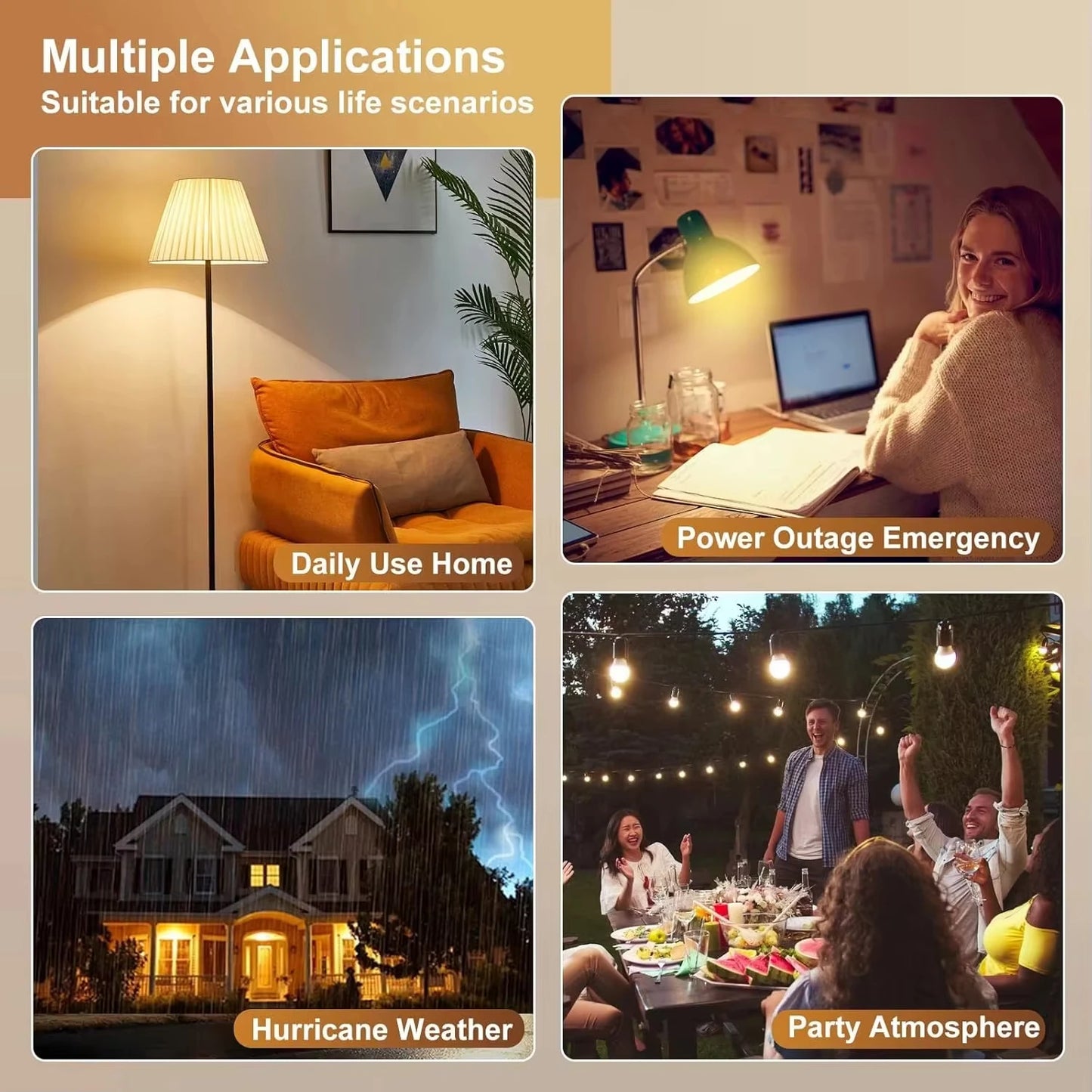RGBCW Rechargeable Smart LED Bulb — 16M Colors, 40Hr Battery, Remote Control